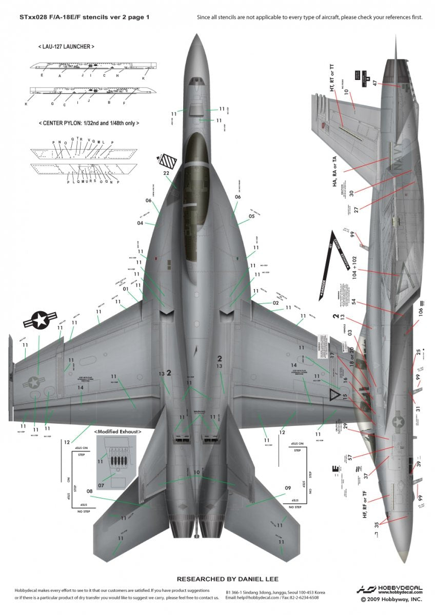 HobbyDecal ST72028V2 F/A-18E/F Stencils ver 2 1/72 – image 2