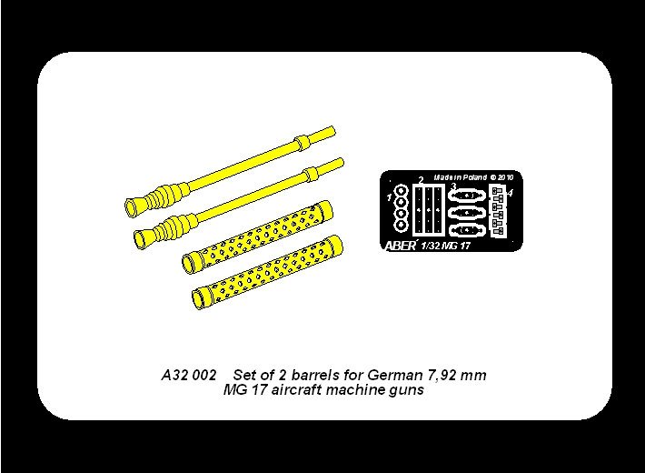 Aber A32002 Set of 2 barrels for German 7.92 mm MG 17 aircraft machine guns (1/32) – obrázek 6