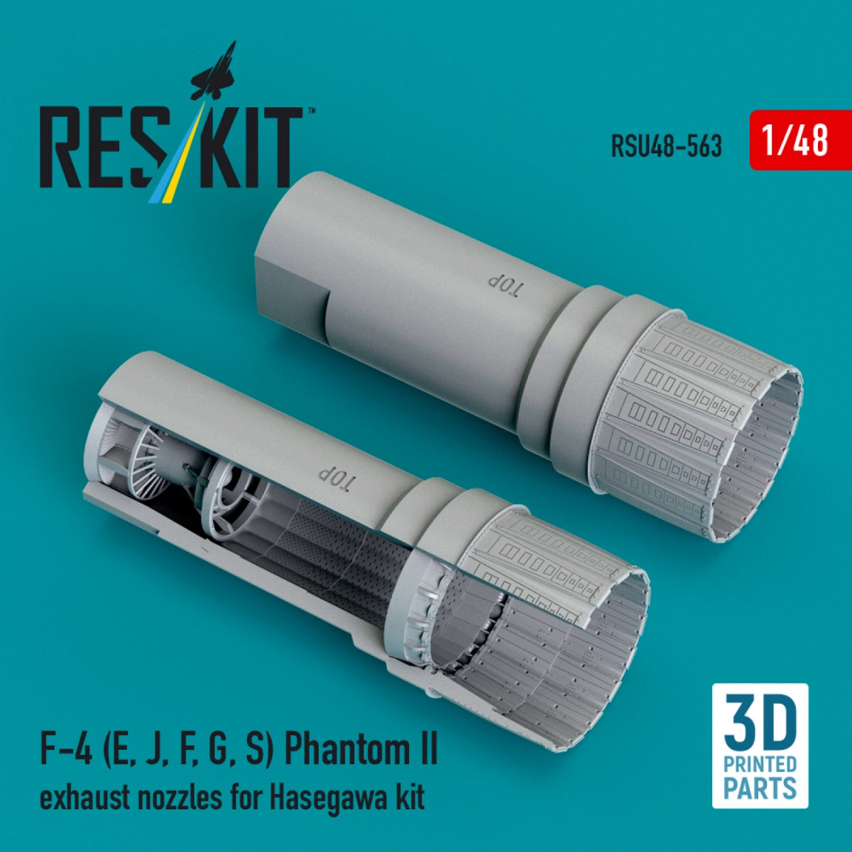 RESKIT RSU48-0563 F-4 (E, J, F, G, S) Phantom II exhaust nozzles for Hasegawa kit (3D Printed) 1/48