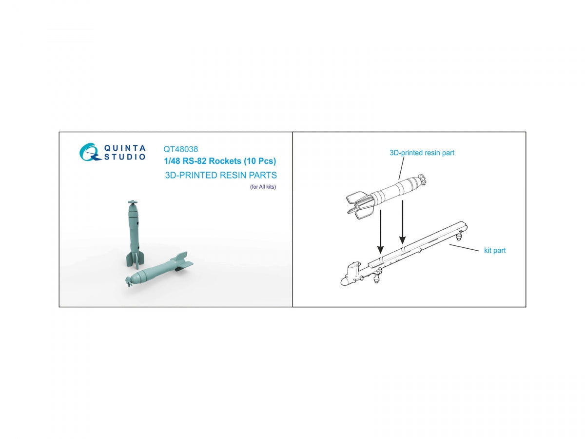 Quinta Studio QT48038 RS-82 Rockets (10 Pcs) (all kits) 1/48 – immagine 3