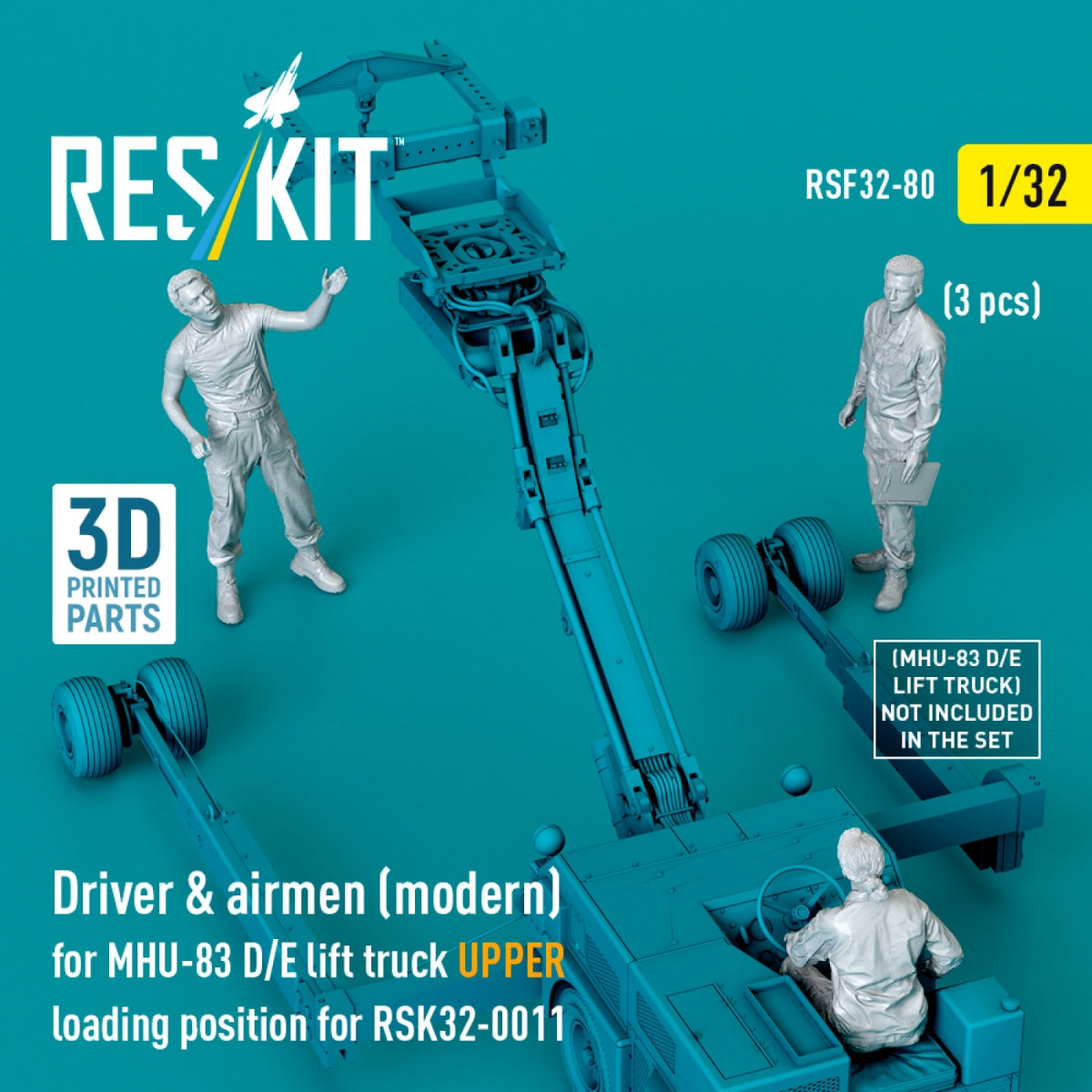 RESKIT RSF32-0080 Driver &amp;amp; airmen (modern) (3 pcs) (MHU-83 D/E lift truck UPPER loading position for RSK32-0011) (3D Printed) 1/32 – image 2