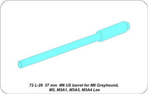 Aber 72L-26 Barrel 37mm M6 for M8 Greyhound,M3, M3A1, M3A3, M3A4 Lee / 37mm M6 US barrel for M8 Greyhound, M3, M3A1, M3A4 Lee 1/72 – image 3