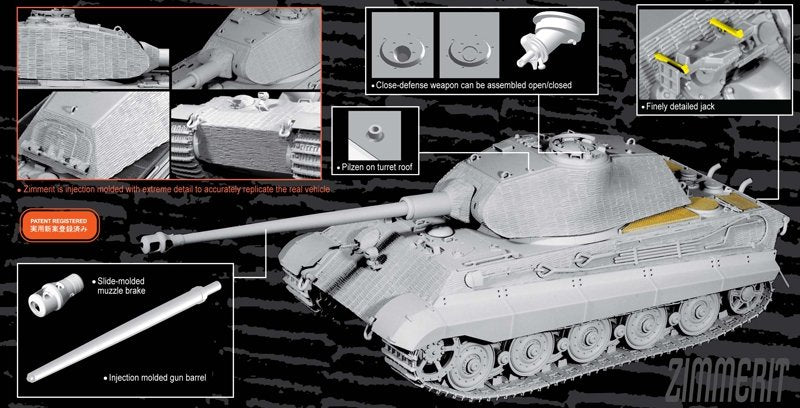 Dragon 6848 Sd.Kfz.182 Kingtiger Porsche Turret w/Zimmerit 1/35 – image 4