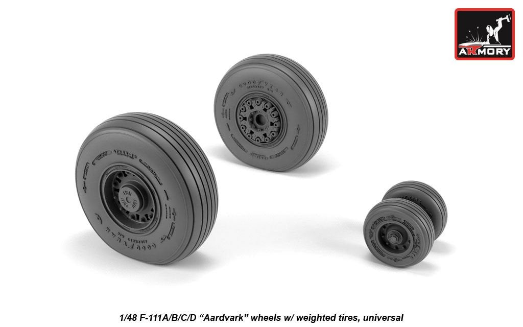 Armory Models AW48319 F-111A/B/C/D Aardvark wheels w/ weighted tires 1/48