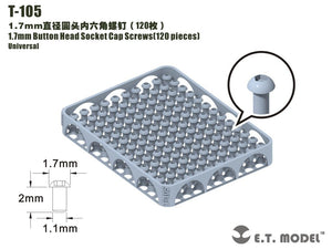 ET Model T-105 1.7mm Button Head Socket Cap Screws 120 pieces