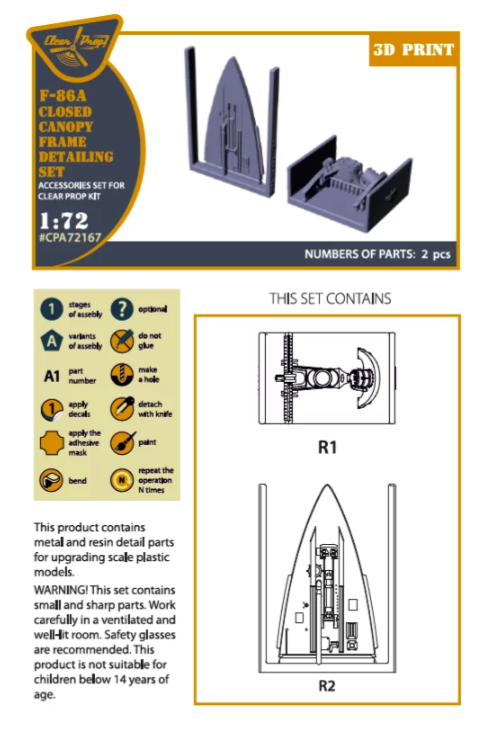 Clear Prop! CPA72167 F-86A Canopy frame detailing set for CP kits 1/72 – image 2