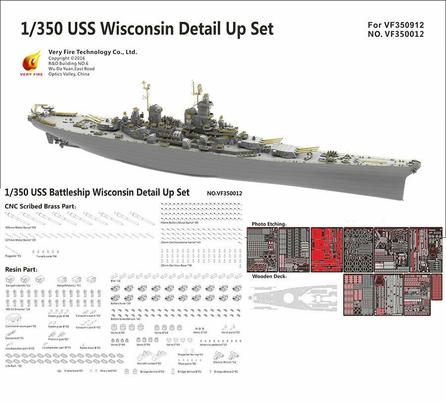 Very Fire VF350012 USS Wisconsin BB-64 Detail Up Set for VF350912 1/350 – immagine 2