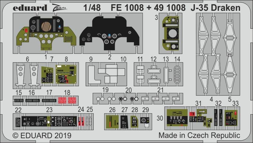 Eduard 491008 J-35 Draken interior HASEGAWA 1/48