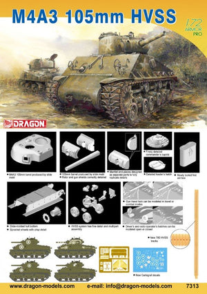 Dragon 7313 Sherman tank M4A3 105mm HVSS 1/72 – image 2