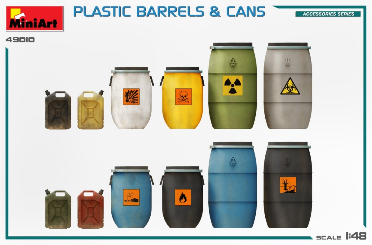 MiniArt 49010 PLASTIC BARRELS &amp;amp; CANS 1/48 – imagen 4