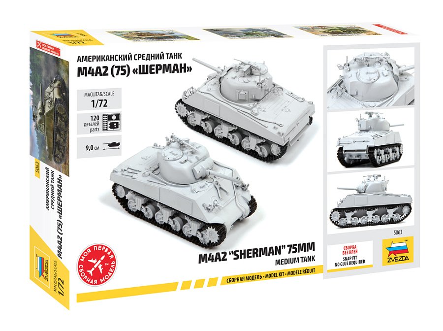 Zvezda 5063 M4A2 &amp;quot;Sherman&amp;quot; 75mm Medium Tank 1/72 – immagine 2