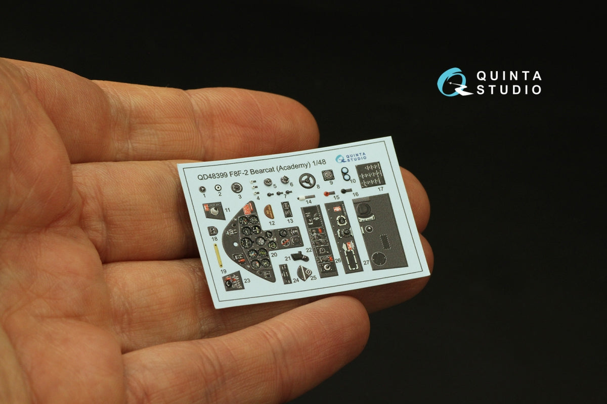 Quinta Studio QD48399 F8F-2 Bearcat 3D-Printed &amp;amp; colored Interior on decal paper (Academy) 1/48 – image 3