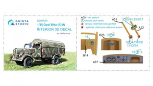 Quinta Studio QD35034 Opel Blitz 3D-Printed &amp;amp; colored Interior on decal paper (ICM) 1/35 – image 5