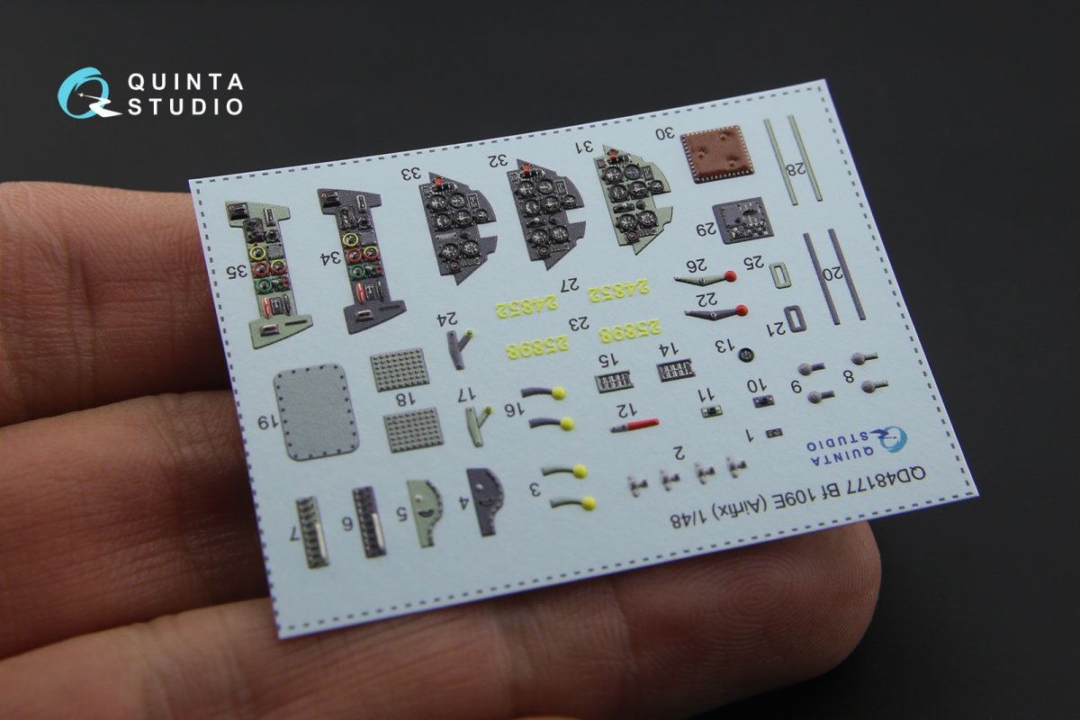 Quinta Studio QD48177 Bf 109E 3D-Printed &amp;amp; colored Interior on decal paper (for Airfix kit) 1/48 – immagine 10