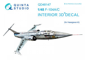 Quinta Studio QD48147 F-104A/C 3D-Printed &amp;amp; colored Interior on decal paper (for Hasegawa kit) 1/48