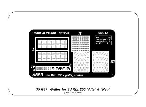 Aber 35G37 Mesh for Sd.Kfz.250 &amp;quot;Alte&amp;quot; &amp;amp; &amp;quot;Nue&amp;quot; vehicles – obrázek 2