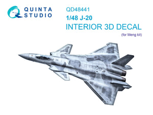 Quinta Studio QD48441 J-20 3D-Printed colored Interior on decal paper (Meng) 1/48