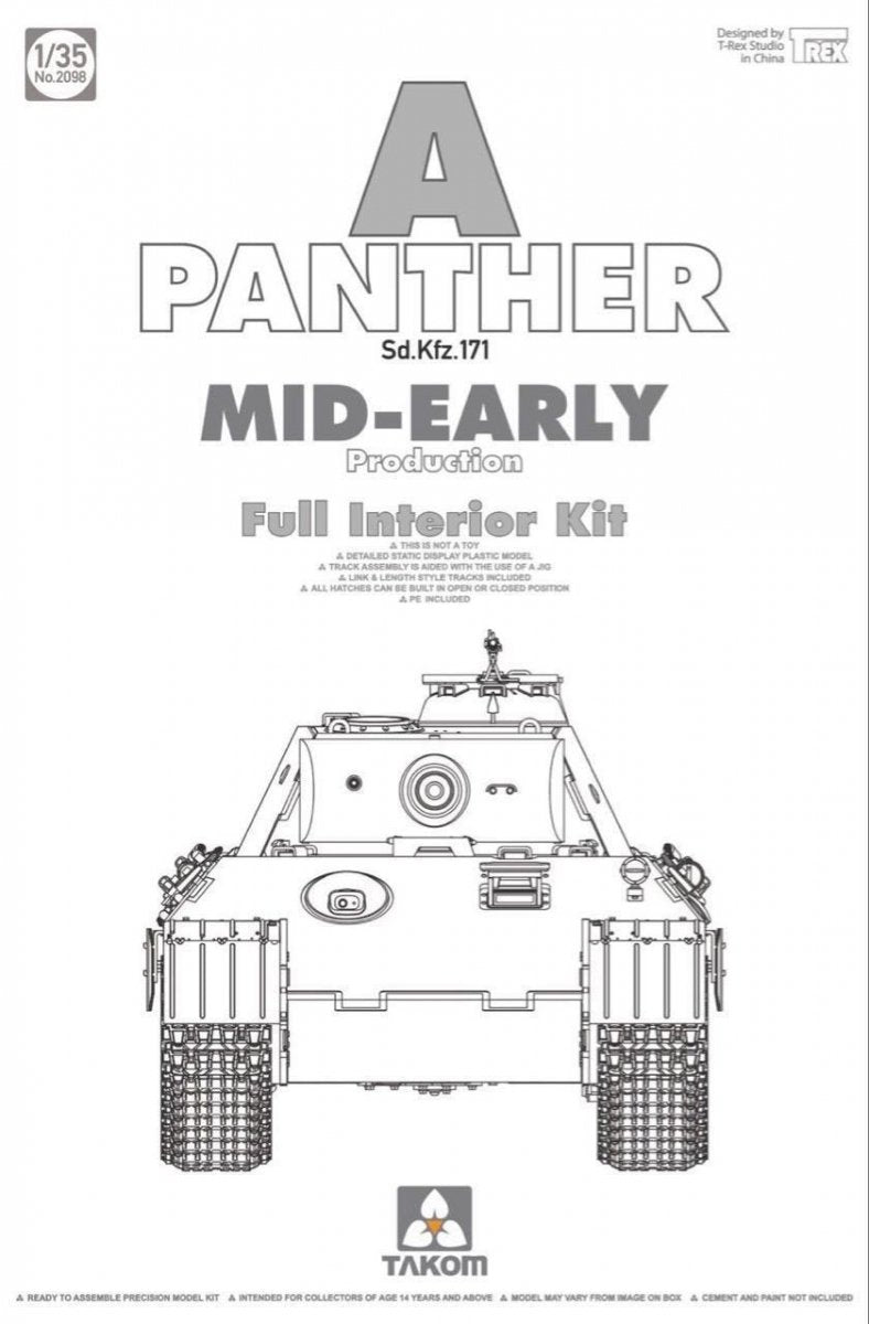 Takom 2098 Panther Ausf. A mid-early production (full interior) 1/35