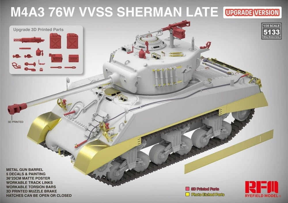 Rye Field Model 5133 M4A3 76W VVSS Sherman Late Upgrade Version 1/35 – obrázek 2