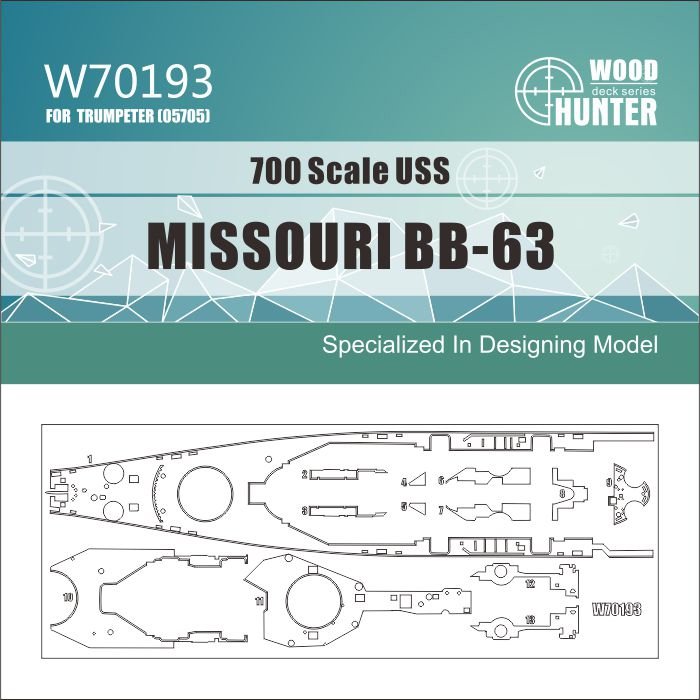 Wood Hunter W70193 USS MISSOURI BB-63 wooden deck for Trumpeter 05705 1/700 – zdjęcie 2