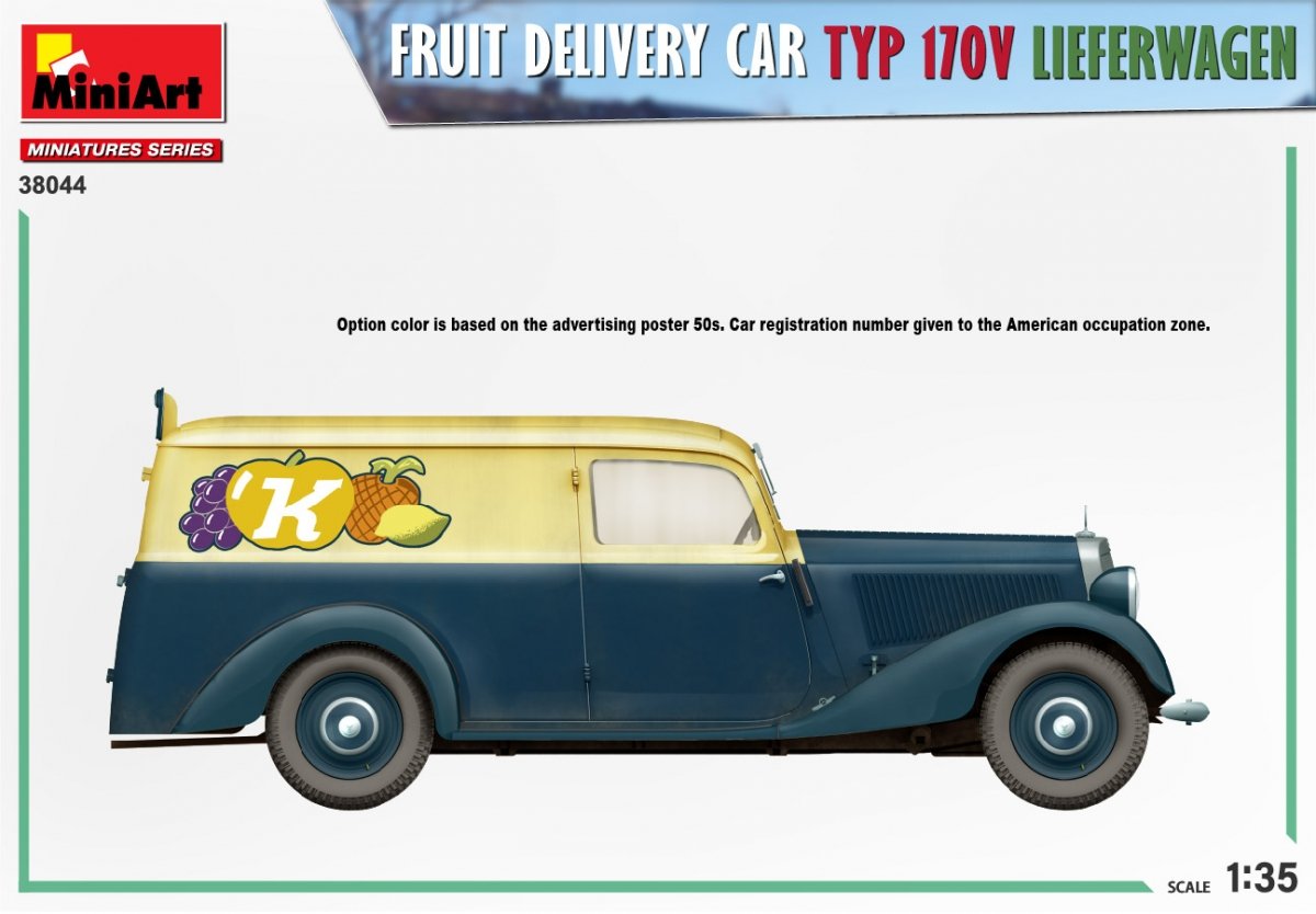 MiniArt 38044 FRUIT DELIVERY VAN TYP 170V LIEFERWAGEN 1/35 – immagine 5