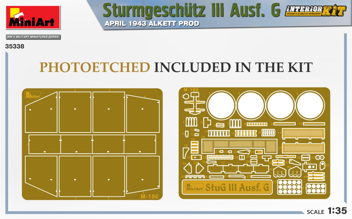 Mini Art 35338 Sturmgeschutz III Ausf. G APRIL 1943 ALKETT PROD. INTERIOR KIT 1/35 – obrázek 5