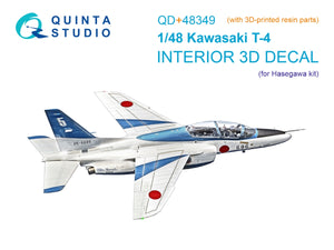 Quinta Studio QD+48349 Kawasaki T-4 3D-Printed &amp;amp; colored Interior on decal paper (Hasegawa) (with 3D-printed resin parts) 1/48