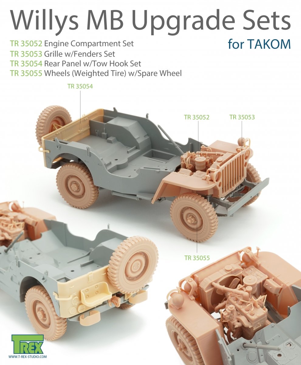 T-Rex Studio TR35054 Willys MB Rear Panel w/Tow Hook Set for TAKOM 1/35 – zdjęcie 2