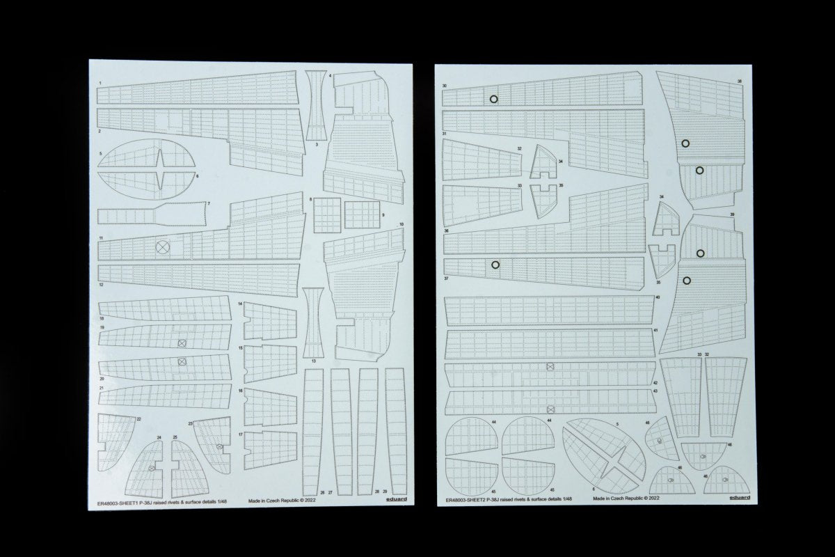 Eduard ER48003 P-38J raised rivets &amp;amp; surface details TAMIYA 1/48
