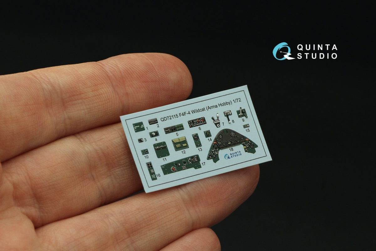 Quinta Studio QD72115 F4F-4 Wildcat 3D-Printed colored Interior on decal paper (Arma Hobby) 1/72 – image 3