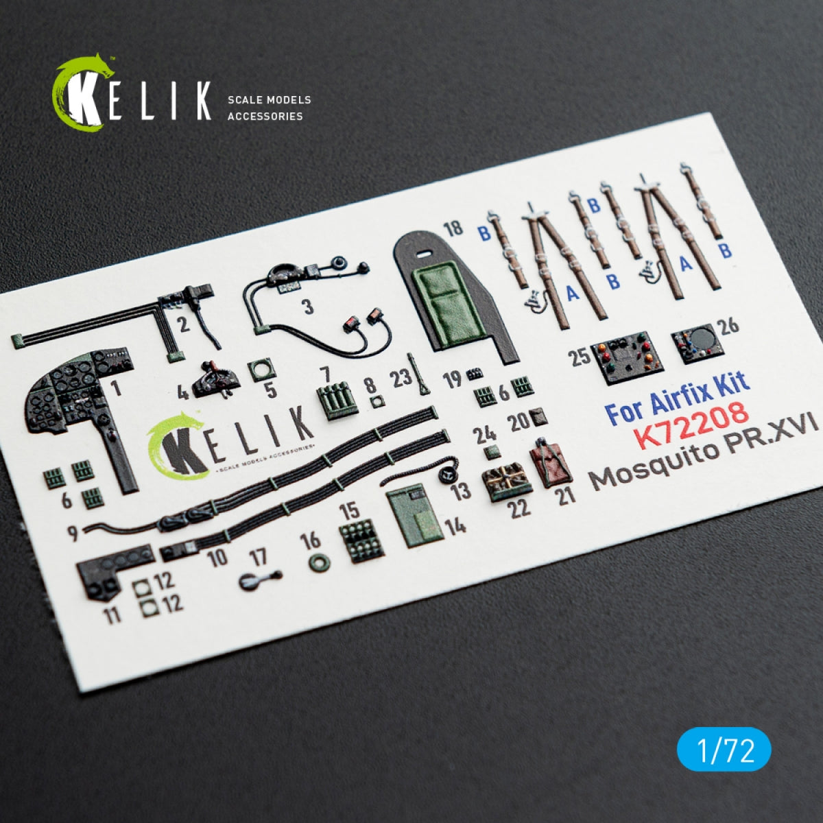 Kelik K72208 Mosquito PR.XVI - interior 3D decals for Airfix kit 1/72