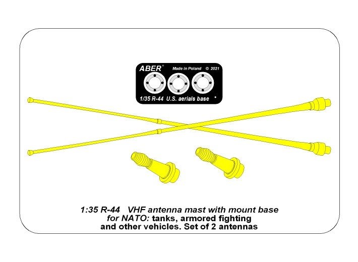 Aber R-44 Zestaw 2 anten VHF pojazdów NATO / Set of 2 NATO antennas with mount bases 1/35 – zdjęcie 14