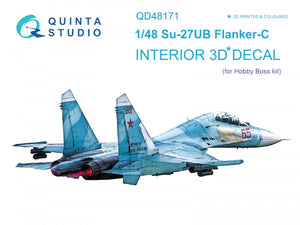 Quinta Studio QD48171 Su-27UB 3D-Printed &amp;amp; colored Interior on decal paper (for HobbyBoss kit) 1/48