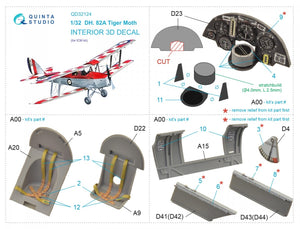 Quinta Studio QD32124 DH 82A Tiger Moth 3D-Printed &amp;amp; colored Interior on decal paper (ICM) 1/32 – image 5
