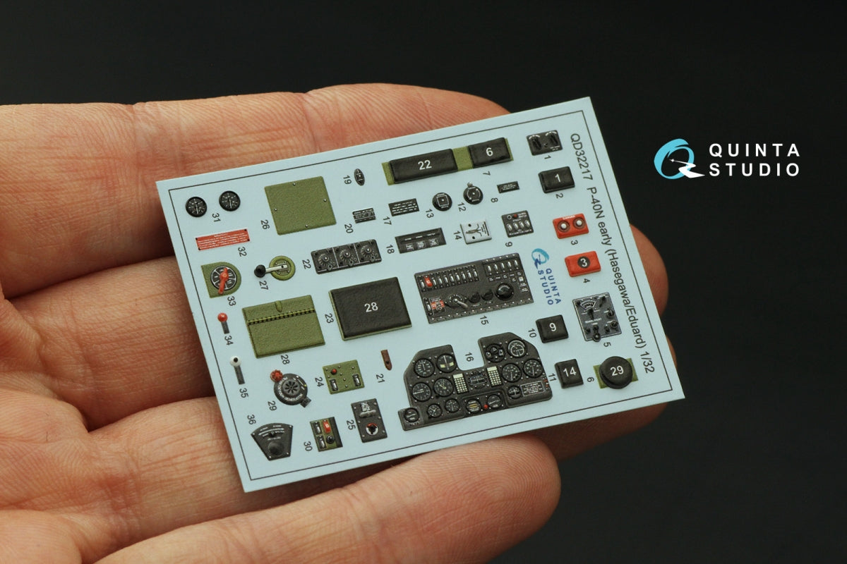 Quinta Studio QD32217 P-40N early 3D-Printed colored Interior on decal paper (Hasegawa/Eduard) 1/32 – image 4