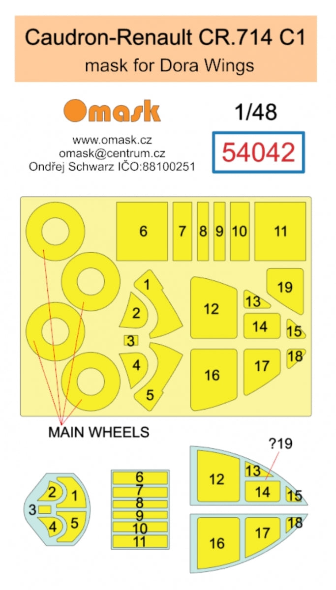 Omask 54042 Caudron-Renault CR.714 mask C1 (for Dora Wings) 1/48 – obrázek 2