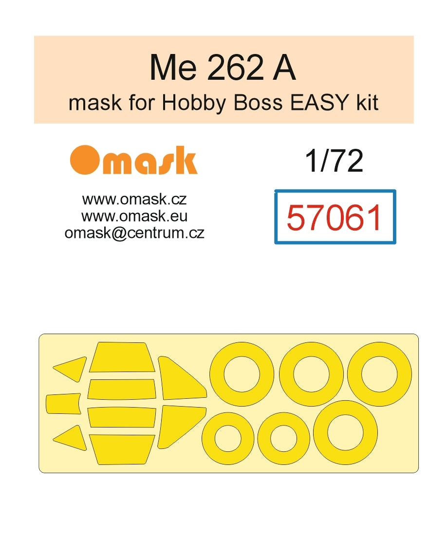 Omask 57061 Me 262 A Mask (for Hobby Boss Easy kit) yellow masking tape 1/72