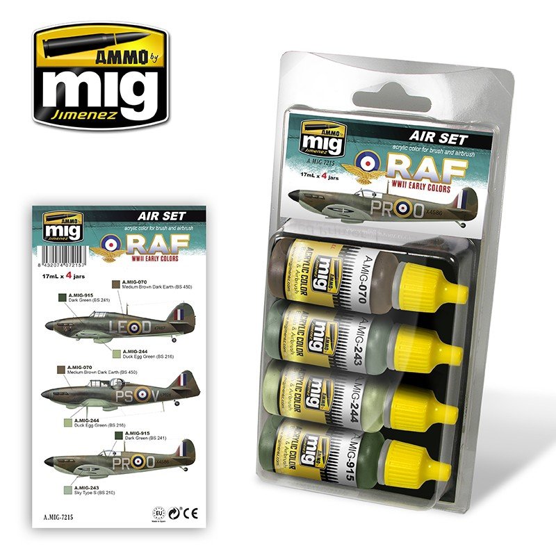 Munitions pour Mig Jiminez 7215 RAF, couleurs du début de la Seconde Guerre mondiale, 4 x 17 ml