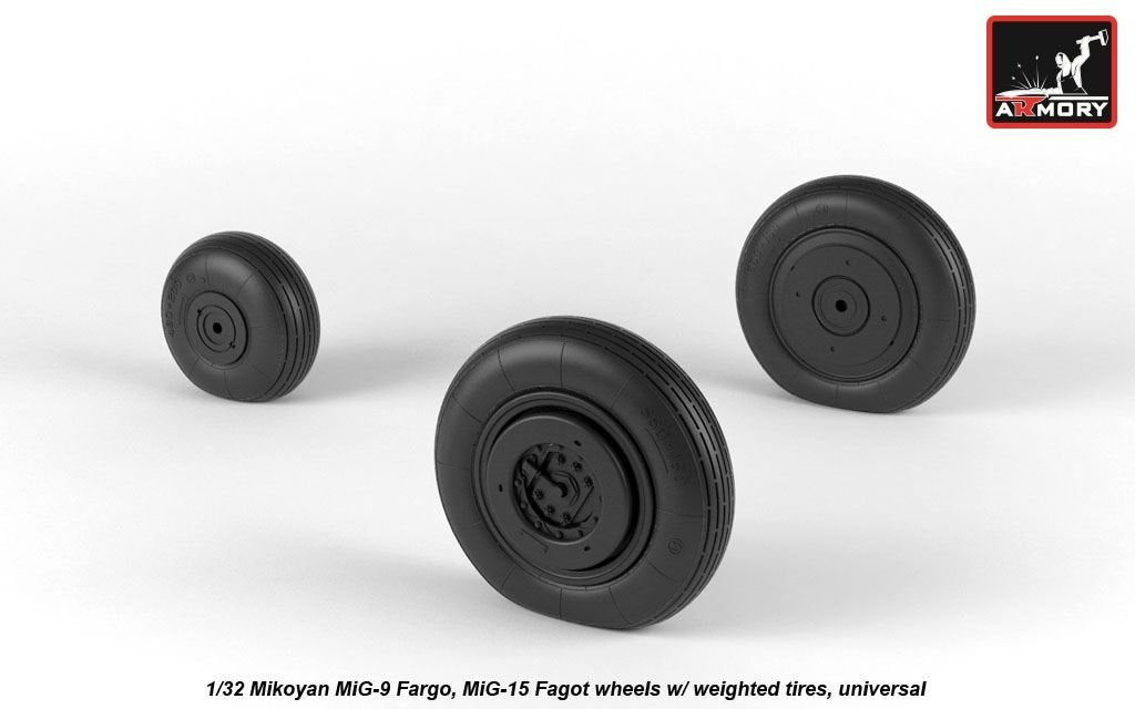 Armory Models AW32014 Mikoyan MiG-15bis Fagot (late) / MiG-17 Fresco wheels w/ weighted tires 1/32 – zdjęcie 2