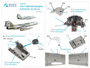 Quinta Studio QD48223 F-104S/ASA 3D-Printed &amp;amp; colored Interior on decal paper (Kinetic) 1/48 – image 10