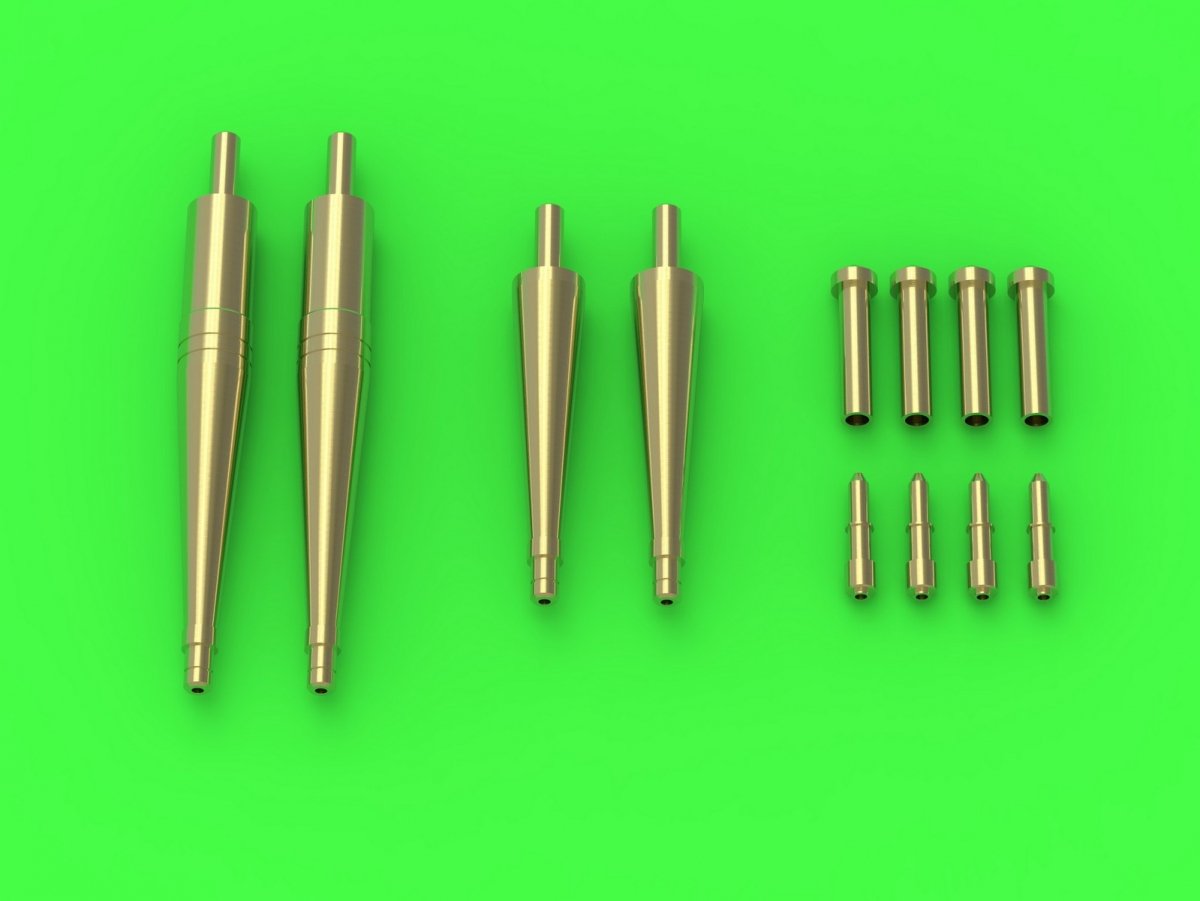 Master AM-48-166 Spitfire Mk. Vc - 20mm Hispano cannon barrels in shrouds and .303 Browning barrel tips (for Eduard model) 1/48