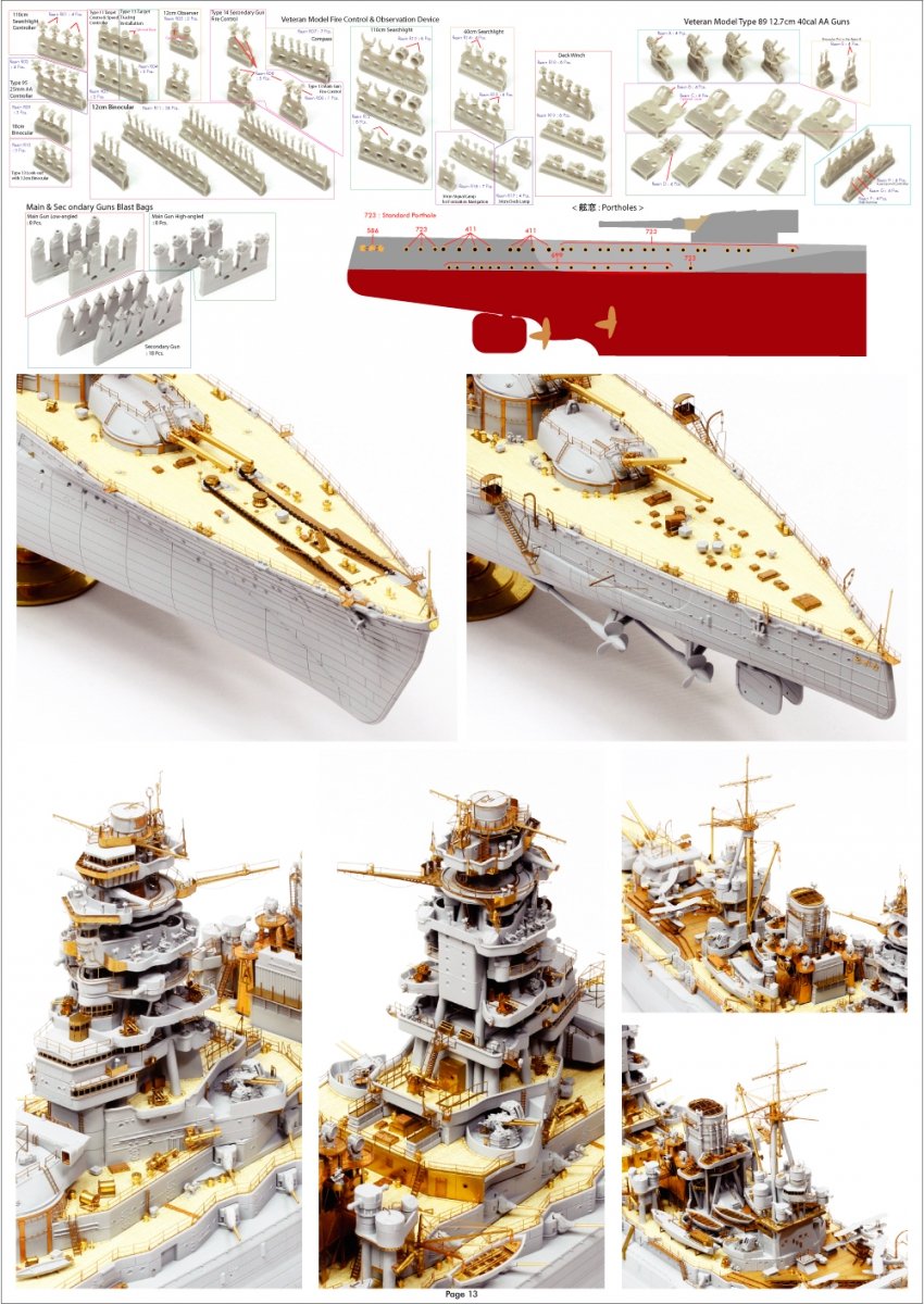 Pontos 35029F1 IJN NAGATO 1941 Detail Up Set 1/350 – obrázek 9