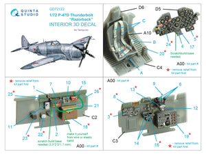 Quinta Studio QD72122 P-47D Thunderbolt Razorback 3D-Printed &amp;amp; colored Interior on decal paper (Tamiya) 1/72 – image 2