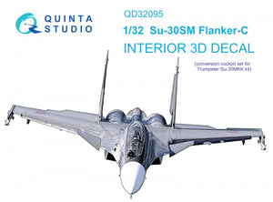 Intérieur imprimé en 3D et coloré sur papier décalcomanie Quinta Studio QD32095 Su-30SM (conversion pour Trumpeter Su-30MKK) 1/32