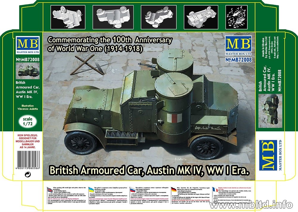 MASTER BOX 72008 British Armored Car Austin MK IV WW I Era (1/72)