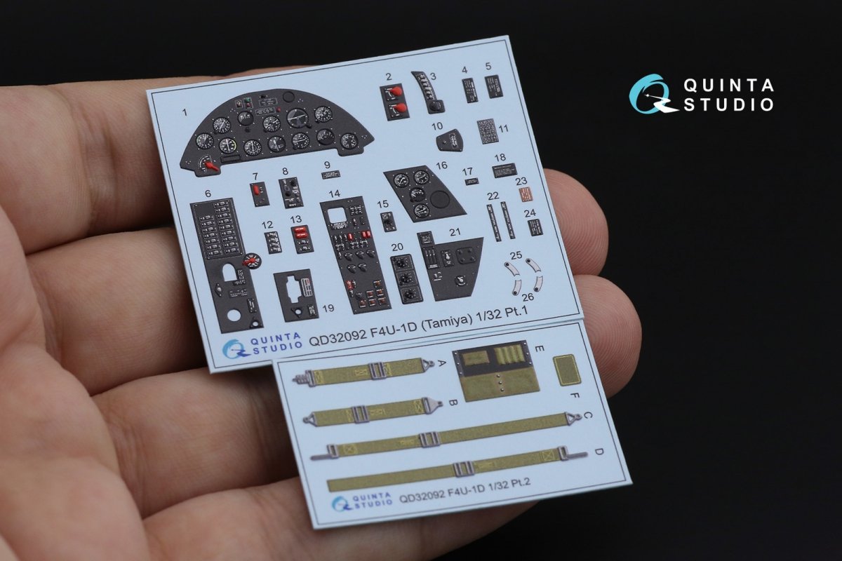 Quinta Studio QD32092 F4U-1D 3D-Printed &amp;amp; colored Interior on decal paper (Tamiya) 1/32 – obrázek 3