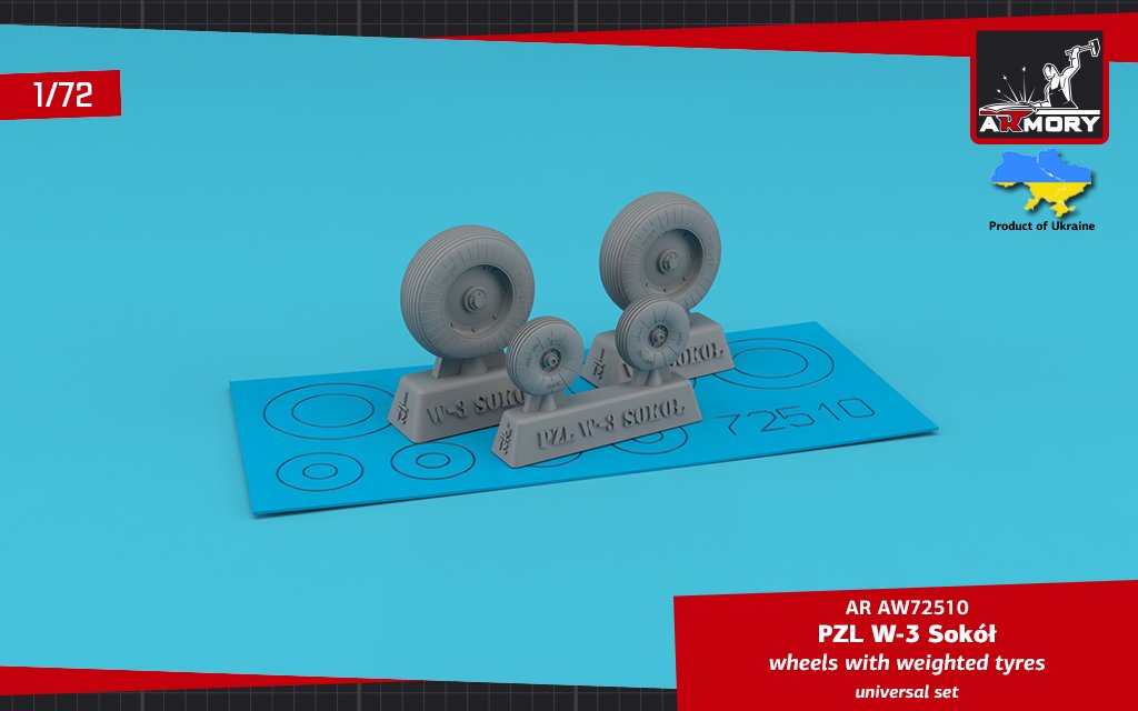 Armory Models AW72510 PZL W-3 Sokół roues avec pneus lestés 1/72 