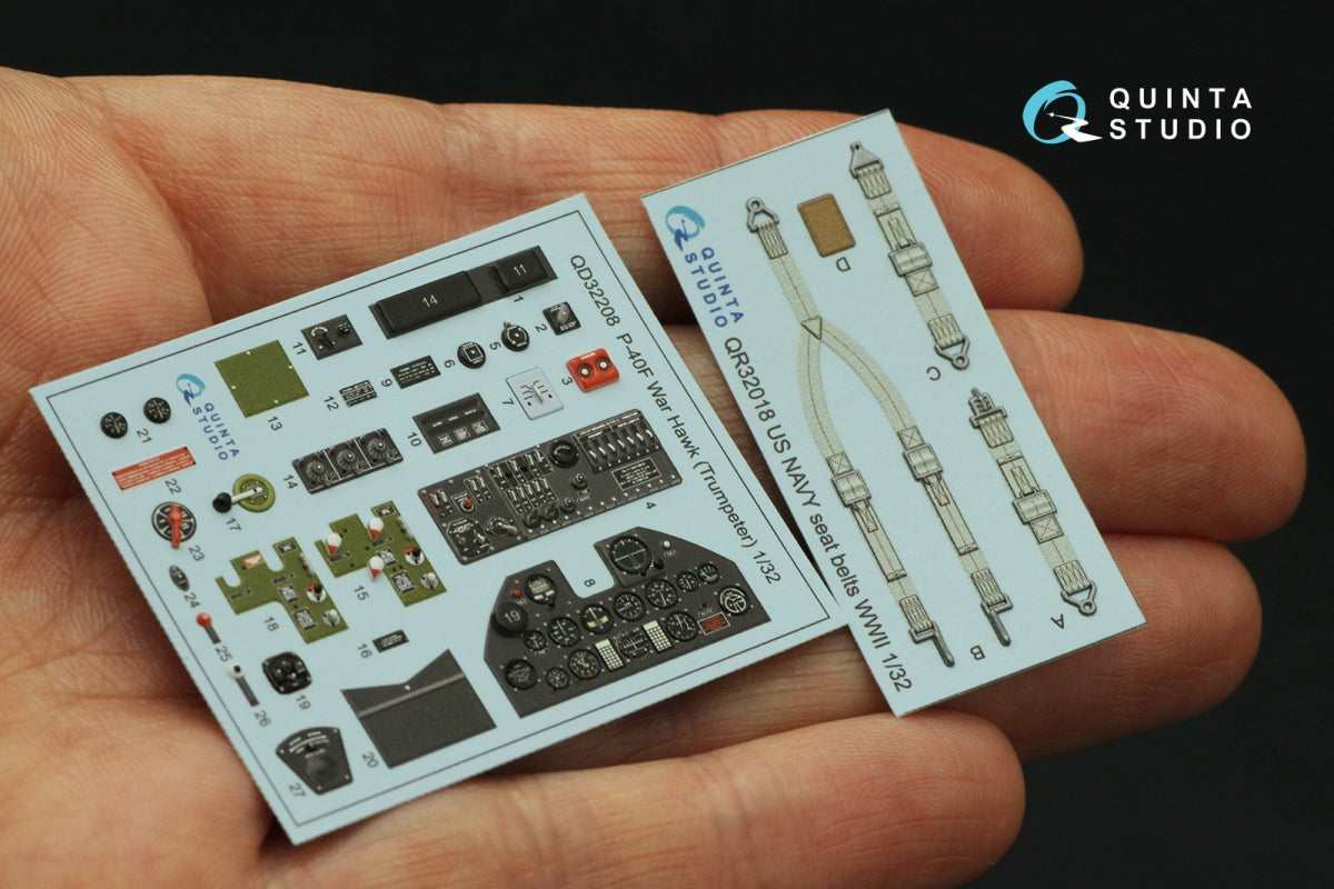 Quinta Studio QD32208 P-40F WarHawk 3D-Printed colored Interior on decal paper (Trumpeter) 1/32 – image 3