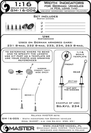 Master GM-16-006 German Vehicle Width Gauges (4 pcs., LONG - used e.g. on Sd.Kfz. 234) 1/16 – image 6