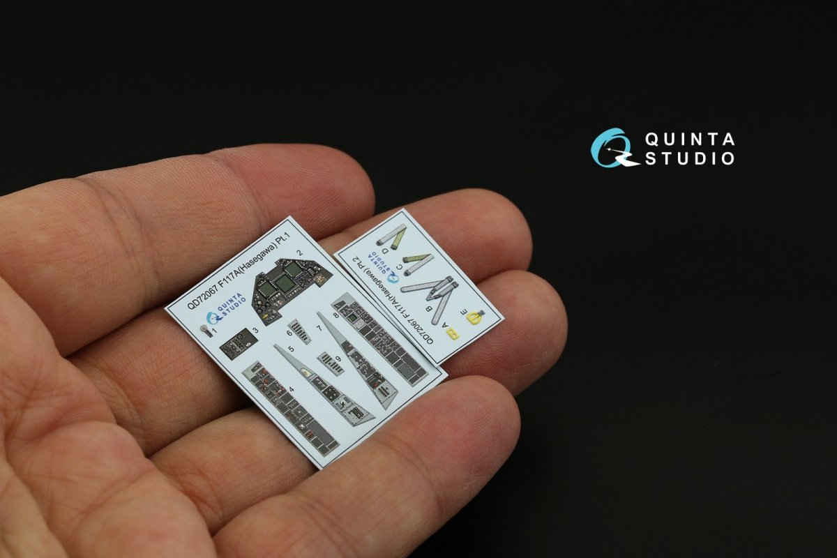 Quinta Studio QD72067 F-117A 3D-Printed &amp;amp; colored Interior on decal paper (Hasegawa) 1/72 – image 2